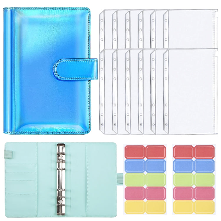 A6 Dazzling Color Loose-leaf Handbook Laser Macaroon PU Cash Budget Book(Blue) - Notebooks by PMc TechLife | Online Shopping South Africa | PMc TechLife | Buy Now Pay Later Mobicred