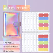 A6 Dazzling Color Loose-leaf Handbook Laser Macaroon PU Cash Budget Book(Bright Yellow)