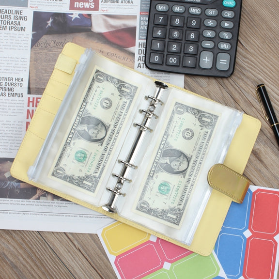 A6 Dazzling Color Loose-leaf Handbook Laser Macaroon PU Cash Budget Book(Laser Pink)