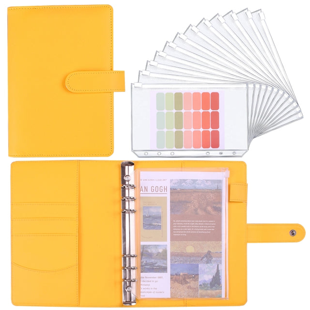 A5 Macaron Notebook PU Loose-leaf Cash Budget Handbook(Yellow)