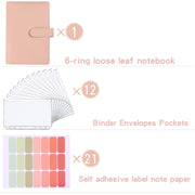 A5 Macaron Notebook PU Loose-leaf Cash Budget Handbook(Blue)