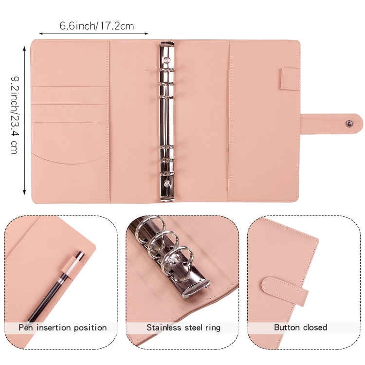 A5 Macaron Notebook PU Loose-leaf Cash Budget Handbook(Pink) - Notebooks by PMC TechLife | Online Shopping South Africa | PMC TechLife