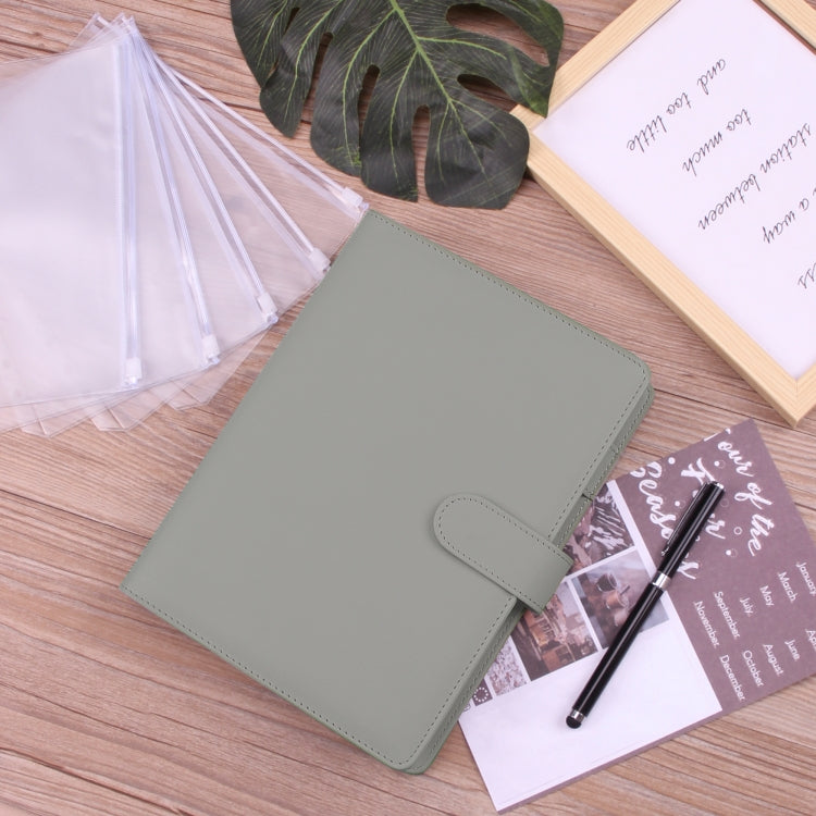 A5 Macaron Notebook PU Loose-leaf Cash Budget Handbook(Blue)