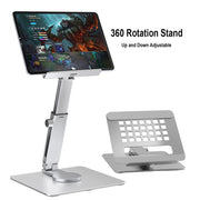 JUNDNE H06 Desktop Folding Phone Stand Portable Telescopic Rotary Tablet Stand(Silver)