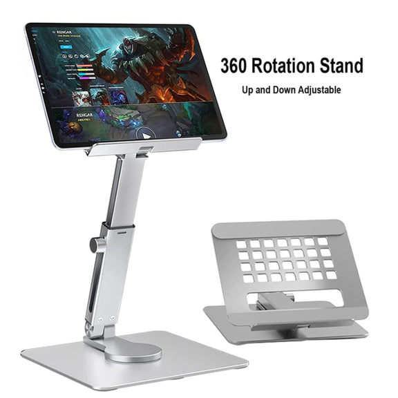 JUNDNE H06 Desktop Folding Phone Stand Portable Telescopic Rotary Tablet Stand(Deep Grey)