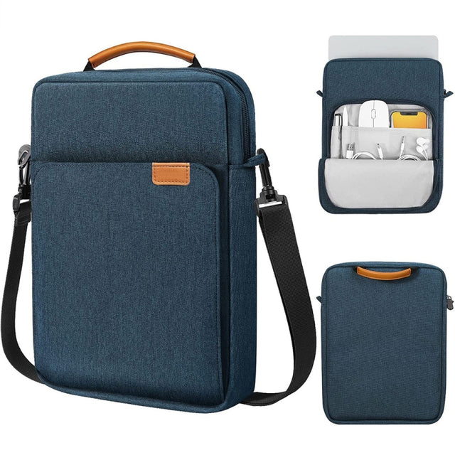 Vertical Laptop Bag Handheld Shoulder Crossbody Bag, Size: 9.7-11 Inch(Dark Blue)
