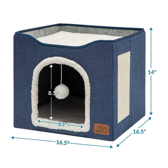 Pet Stool Pet Kennel Indoor Foldable Storage Stool Cat Dog Kennel 41 x 41 x 35cm(Light Green)