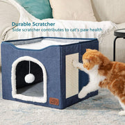Pet Stool Pet Kennel Indoor Foldable Storage Stool Cat Dog Kennel 41 x 41 x 35cm(Navy Blue)