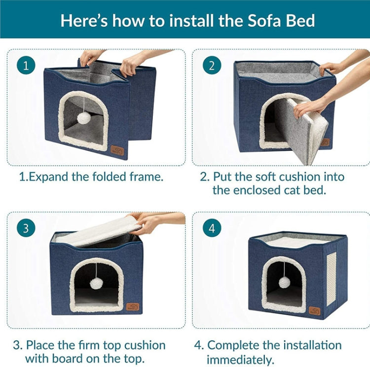 Pet Stool Pet Kennel Indoor Foldable Storage Stool Cat Dog Kennel 41 x 41 x 35cm(Deep Gray) - free shipping - PMC TechLife - Order now!