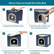 Pet Stool Pet Kennel Indoor Foldable Storage Stool Cat Dog Kennel 41 x 41 x 35cm(Navy Blue)