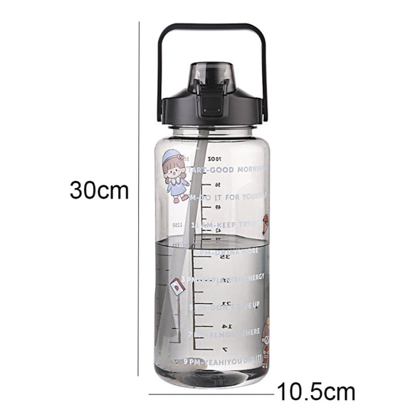 GYBL4503 2000ml Large-capacity Outdoor Sports Water Bottle with Straw, Spec: Blue