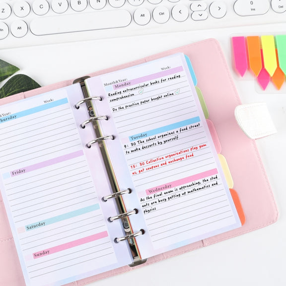 A6 6 Hole Budget Book Loose-leaf Replacement Core Handbook Insert,Spec: Monthly Plan 56 Sheets