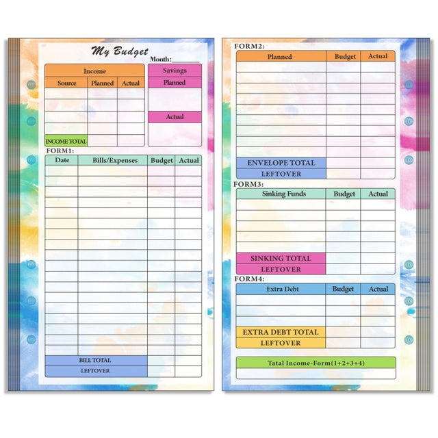 A6 6 Hole Budget Book Loose-leaf Replacement Core Handbook Insert,Spec: Budget Page 56 Sheets