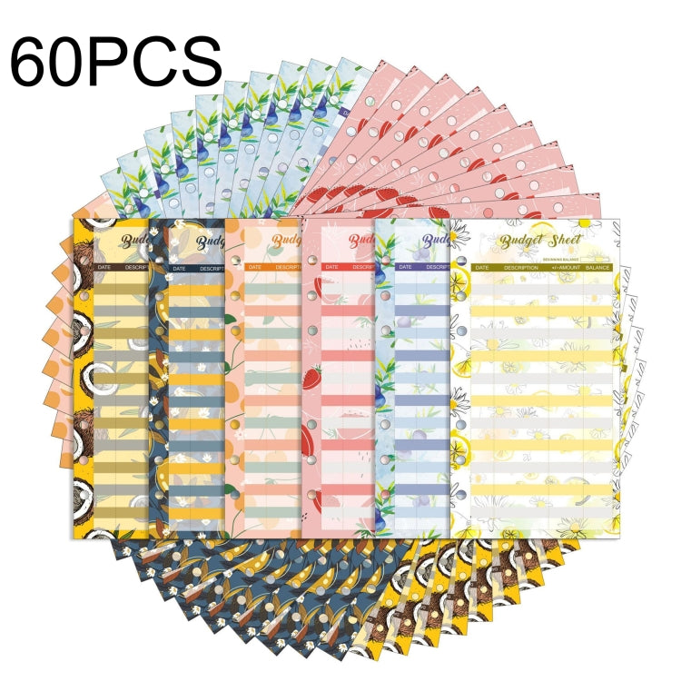 60 Sheets Cash Budget Card Loose-leaf Bookkeeping Replacement Core(Fruits) - free shipping - PMC TechLife - Order now!