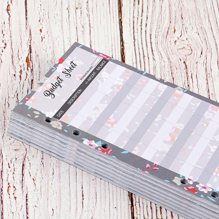 60 Sheets Cash Budget Card Loose-leaf Bookkeeping Replacement Core(Gold Leaf)