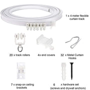 Model Steel Track Set Flexible Silent Slide Track Track with Hooks, Size: 4m