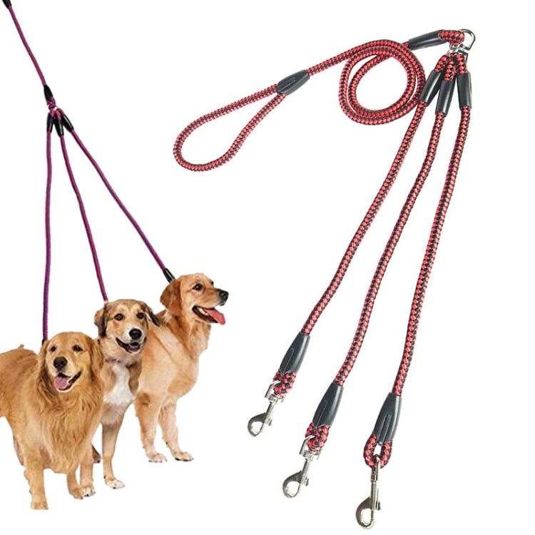 140cm 3 In 1 Leash Multi-head Dog Walking Rope(Red) - Leashes & Chest Strap by PMC TechLife | Online Shopping South Africa | PMC TechLife