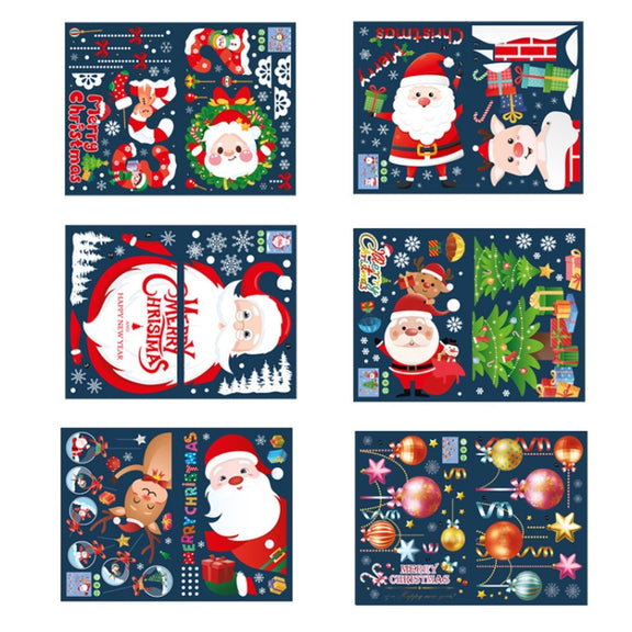 Santa Claus Hanging Stickers Shop Window Glass Door Living Room Wall Stickers(6307)