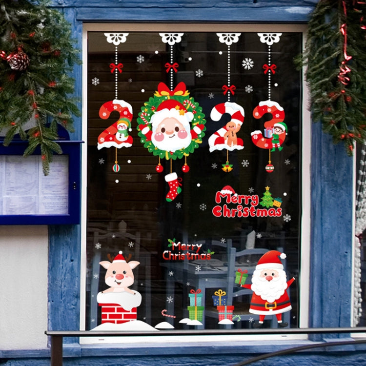 Santa Claus Hanging Stickers Shop Window Glass Door Living Room Wall Stickers(6307)