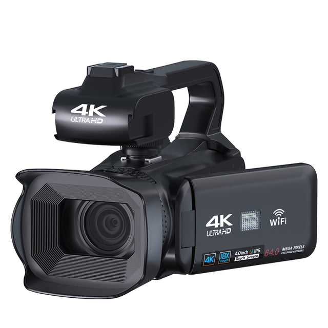 64MP 18X Zoom 4-Inch Touch Screen Handheld Digital Video Camera(16G)