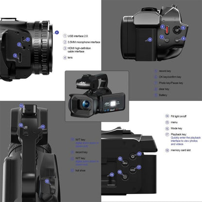 64MP 18X Zoom 4-Inch Touch Screen Handheld Digital Video Camera(16G) - Video Cameras by PMC Jewellery | Online Shopping South Africa | PMC Jewellery | Buy Now Pay Later Mobicred