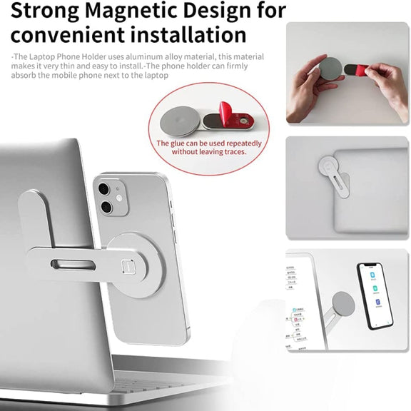 Laptop Phone Expansion Bracket Aluminum Magnetic Phone Stand(Blue)