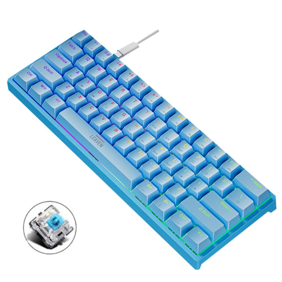 LEAVEN K620 61 Keys Hot Plug-in Glowing Game Wired Mechanical Keyboard, Cable Length: 1.8m, Color: Blue Green Shaft