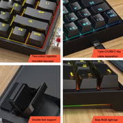 LEAVEN K620 61 Keys Hot Plug-in Glowing Game Wired Mechanical Keyboard, Cable Length: 1.8m, Color: Blue Green Shaft
