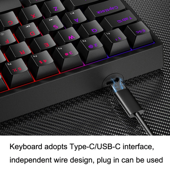 LEAVEN K620 61 Keys Hot Plug-in Glowing Game Wired Mechanical Keyboard, Cable Length: 1.8m, Color: Blue Green Shaft