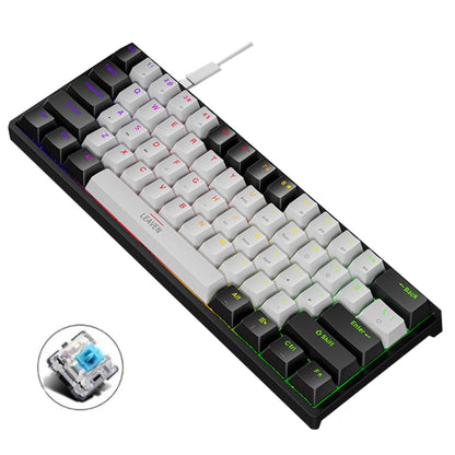 LEAVEN K620 61 Keys Hot Plug-in Glowing Game Wired Mechanical Keyboard, Cable Length: 1.8m, Color: Black White Green Shaft - free shipping - PMC Jewellery - Order now!