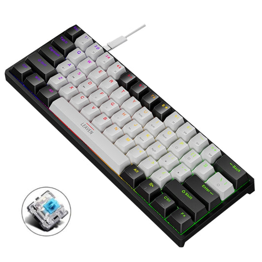 LEAVEN K620 61 Keys Hot Plug-in Glowing Game Wired Mechanical Keyboard, Cable Length: 1.8m, Color: Black White Green Shaft - free shipping - PMC Jewellery - Order now!