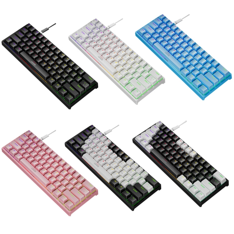 LEAVEN K620 61 Keys Hot Plug-in Glowing Game Wired Mechanical Keyboard, Cable Length: 1.8m, Color: White Black Green Shaft - free shipping - PMC Jewellery - Order now!