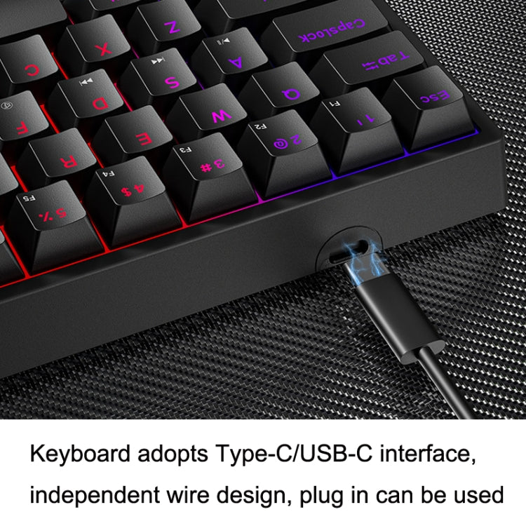 LEAVEN K620 61 Keys Hot Plug-in Glowing Game Wired Mechanical Keyboard, Cable Length: 1.8m, Color: White Black Green Shaft