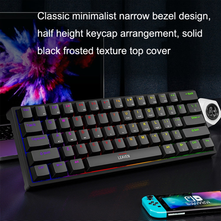 LEAVEN K620 61 Keys Hot Plug-in Glowing Game Wired Mechanical Keyboard, Cable Length: 1.8m, Color: White Black Green Shaft