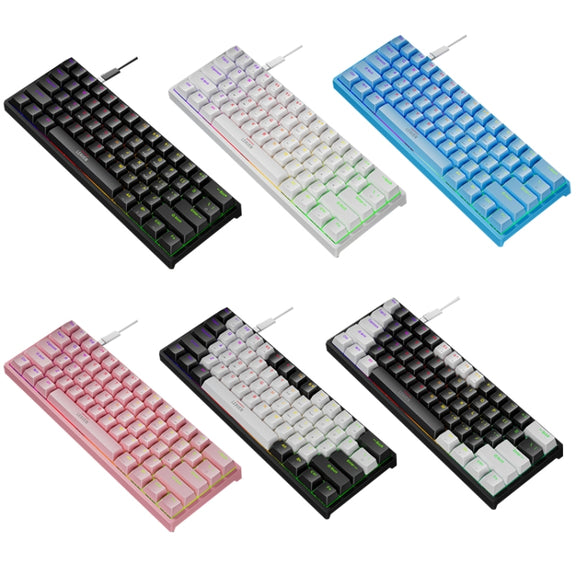 LEAVEN K620 61 Keys Hot Plug-in Glowing Game Wired Mechanical Keyboard, Cable Length: 1.8m, Color: Black White Red Shaft