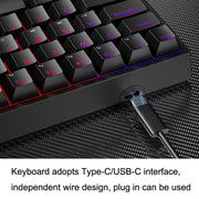 LEAVEN K620 61 Keys Hot Plug-in Glowing Game Wired Mechanical Keyboard, Cable Length: 1.8m, Color: Black White Red Shaft