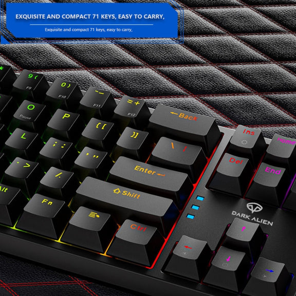 Dark Alien K710 71 Keys Glowing Game Wired Keyboard, Cable Length: 1.8m, Color: Blue Green Shaft