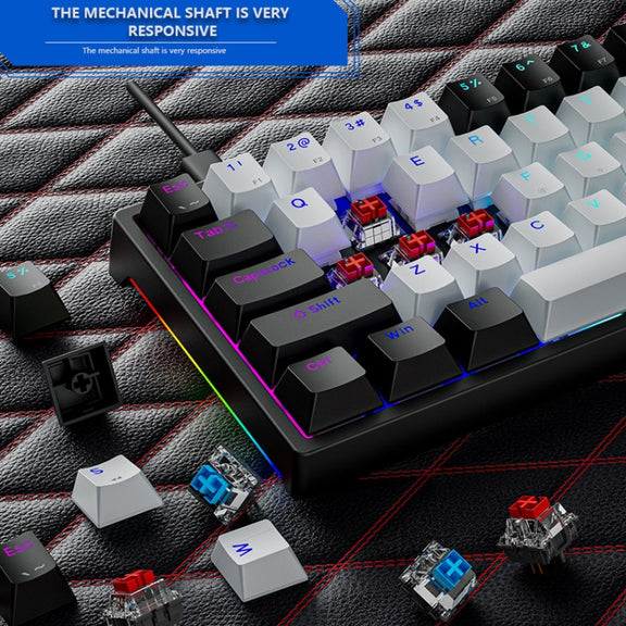 Dark Alien K710 71 Keys Glowing Game Wired Keyboard, Cable Length: 1.8m, Color: Blue Green Shaft