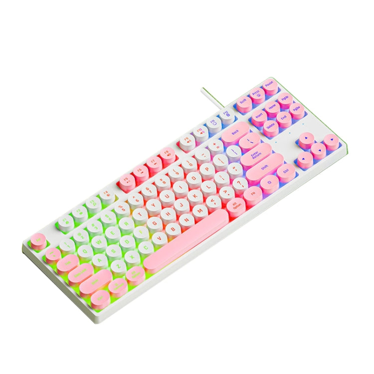 Dark Alien DK100 87 Keys Hot Plug-In Glowing Game Wired Mechanical Keyboard, Cable Length: 1.3m(Pink White) - free shipping - PMC Jewellery - Order now!