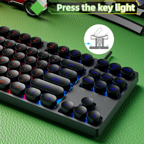 Dark Alien DK100 87 Keys Hot Plug-In Glowing Game Wired Mechanical Keyboard, Cable Length: 1.3m(White Pink)
