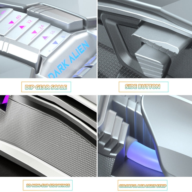 Dark Alien V710 7 Keys Metal Office Wired Glowing Mouse, Cable Length: 1.78m(Black) - free shipping - PMC Jewellery - Order now!