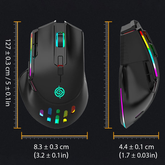 K-Snake BM520  9-button 3200DPI 2.4G RGB Wireless Dual-mode Gaming Mouse(Black)