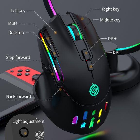 K-Snake BM520  9-button 3200DPI 2.4G RGB Wireless Dual-mode Gaming Mouse(Black)