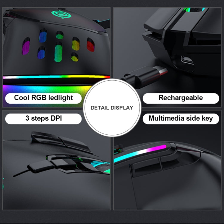 K-Snake BM520  9-button 3200DPI 2.4G RGB Wireless Dual-mode Gaming Mouse(Black)