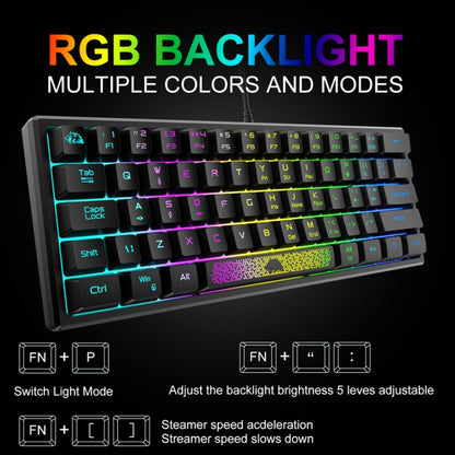 ZIYOULANG K61 62 Keys Game RGB Lighting Notebook Wired Keyboard, Cable Length: 1.5m(White Black) - free shipping - PMC Jewellery - Order now!