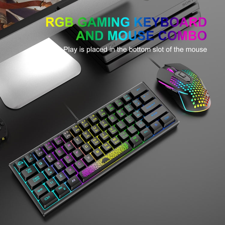ZIYOULANG K61 62 Keys Game RGB Lighting Notebook Wired Keyboard, Cable Length: 1.5m(Black White)