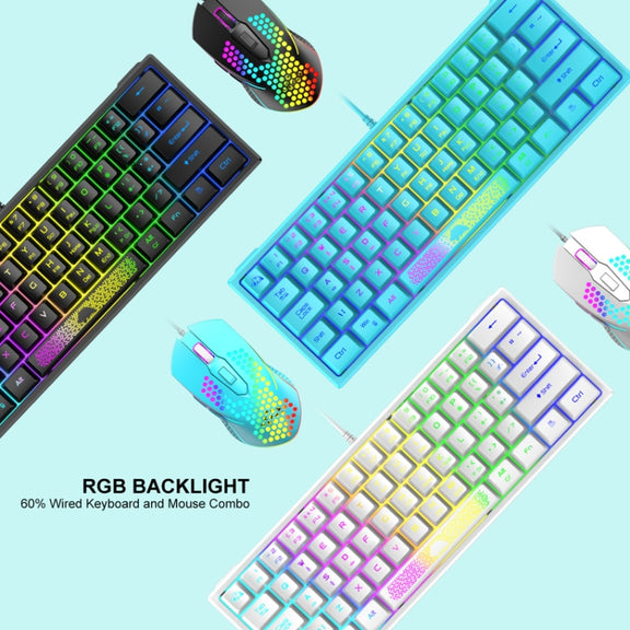 ZIYOULANG K61 62 Keys Game RGB Lighting Notebook Wired Keyboard, Cable Length: 1.5m(White)