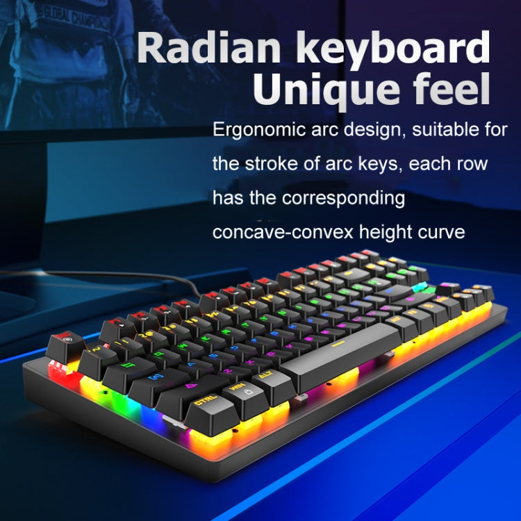 ZIYOULANG K2 87 Keys Office Laptop Punk Glowing Mechanical Wired Keyboard, Cable Length: 1.5m, Color: Black - free shipping - PMC Jewellery - Order now!