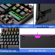 ZIYOULANG K2 87 Keys Office Laptop Punk Glowing Mechanical Wired Keyboard, Cable Length: 1.5m, Color: Blue