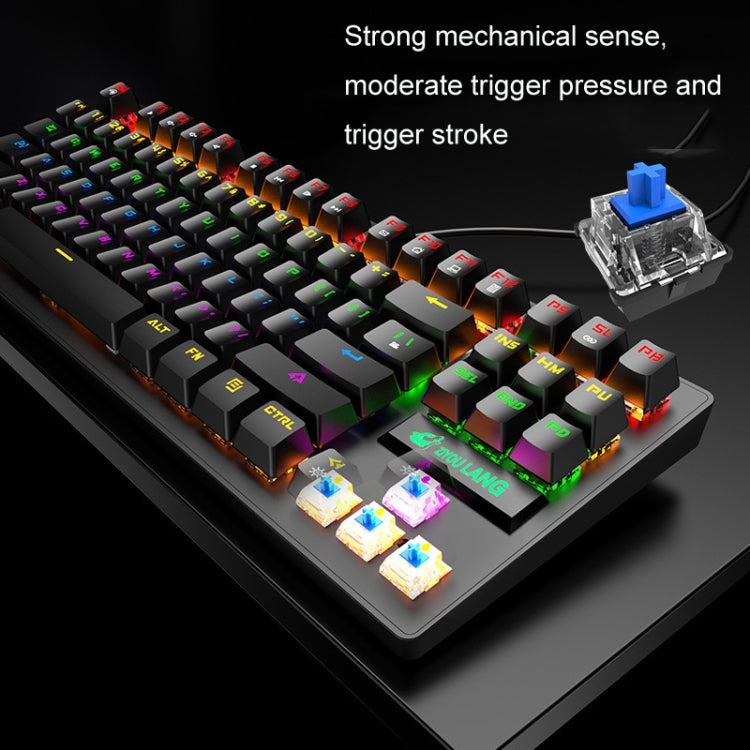 ZIYOULANG K2 87 Keys Office Laptop Punk Glowing Mechanical Wired Keyboard, Cable Length: 1.5m, Color: Blue